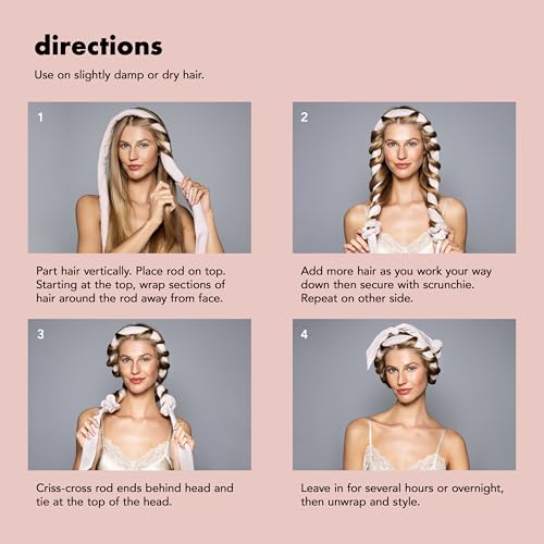 Heatless Curling Rod with Soft Ribbon & Velour Wrap for Overnight Curls - 69"
