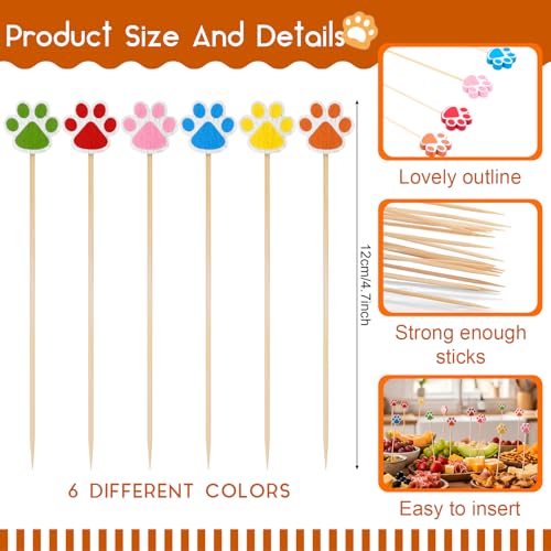Queekay 60 Pcs Dog Paw Cocktail Picks for Appetizers & Parties