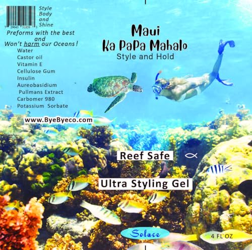 Reef Safe Maui Hair Styling Gel with Shine & Body - Ocean Friendly, Color Safe