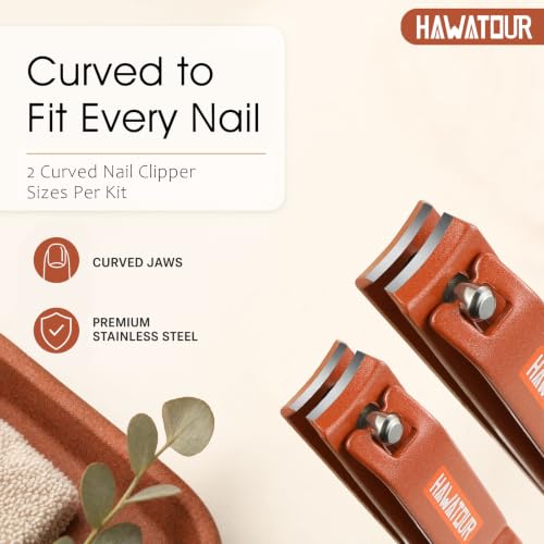 HAWATOUR 4-Piece Professional Nail Clipper Set - Terracotta Red