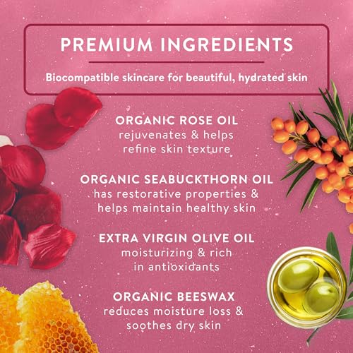 Badger Organic Rose Beauty Balm – Intensive Moisturizer for Face & Body