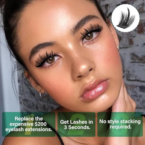KEYYOU 200D Spiky Lash Clusters for Volume & Drama - Wispy Manga Style, Reusable, Root-Lock Technology (Variation: Spiky Only)