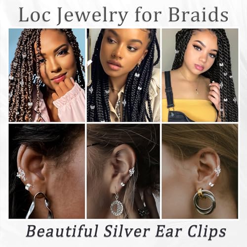 40PCS Silver Hair Cuffs for Braids & Dreadlocks - Metal Clips
