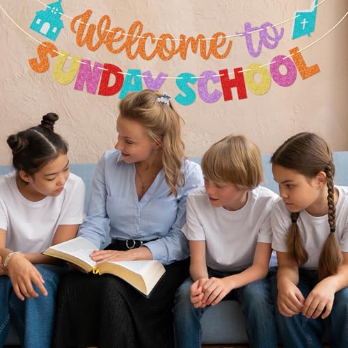 Welcome to Sunday School Banner - Colorful Classroom Decor