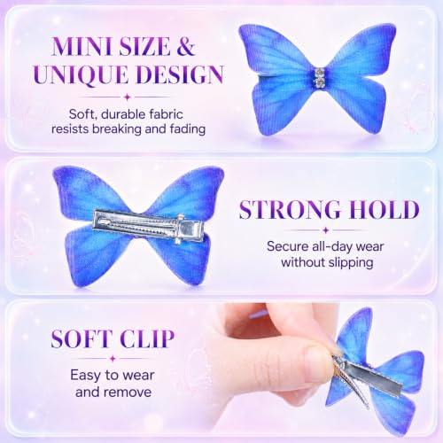 40 Pcs Glitter Butterfly Hair Clips Set for Girls & Women