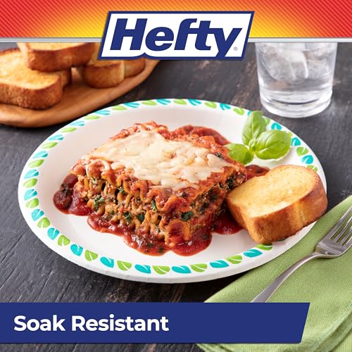 Hefty Compostable Paper Plates, 10 Inch, 20 Count - Soak-Resistant & Microwave Safe