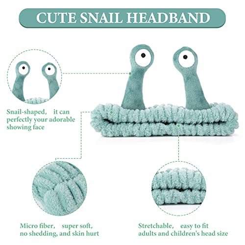 WLLHYF Snail Cartoon Spa Headband - Soft Microfiber Fleece for Face Washing