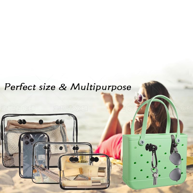 MaxSimple Clear Beach Tote Bag Set with Waterproof Insert Bags & Key Holders