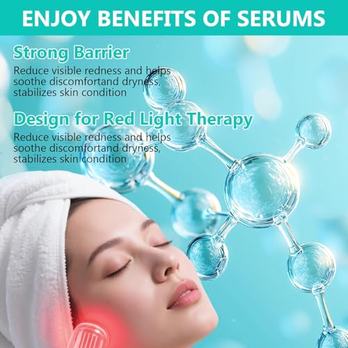 Red Light Therapy Face Serum with Hyaluronic Acid & Copper Peptides – Hydrating Anti-Aging Skin Care for Face & Neck, 1Oz