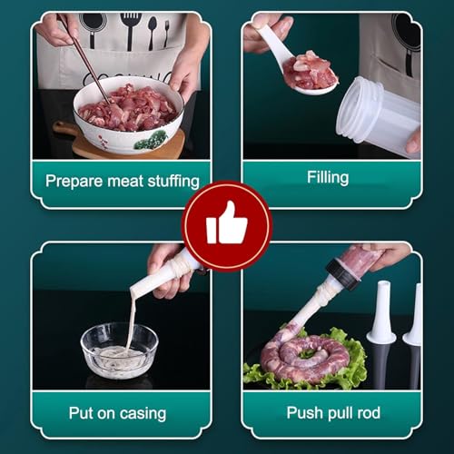 Vugyue Sausage Filling Machine with 3 Tubes - Easy Homemade Sausage Maker