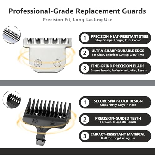 40mm T-Blades with 3 Guard Combs for Wahl Trimmers - Compatible & Precise