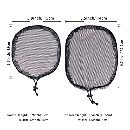 YTBYT 6 Pcs Black Weaving Net Cap Set – 3 Round 3 Square Nylon Hair Nets for Afro Puff & Ponytail Making