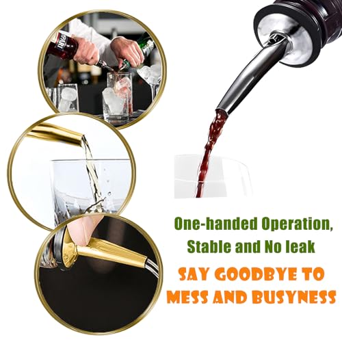 WAFJAMF 6-Pack Stainless Steel Liquor Pour Spouts with Dust Caps