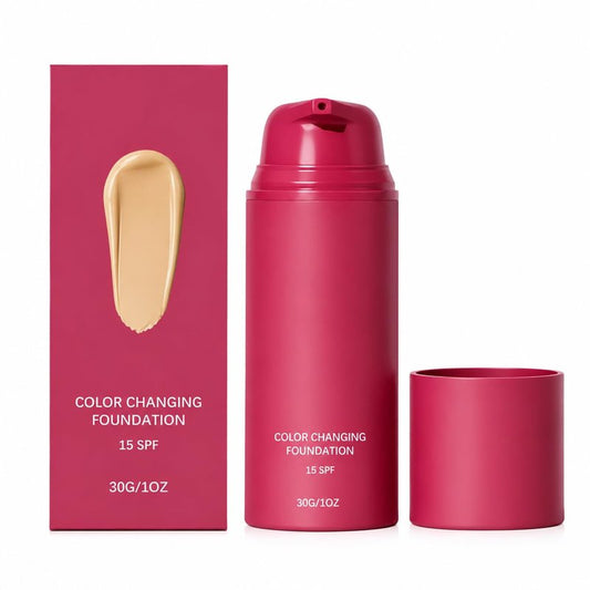 Color Changing Foundation, Skin Tone Adapting Liquid Foundation for Natural Finish, Lightweight Buildable Coverage, SPF 15 Makeup for All Skin Types, 1 Fl Oz