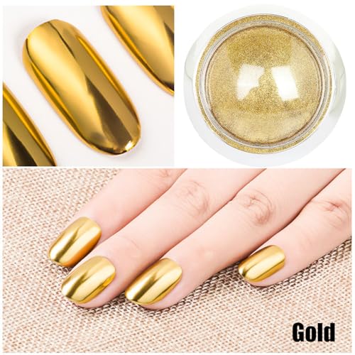 Gold & Silver Chrome Nail Powder Set - Metallic Mirror Effect