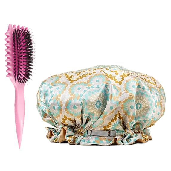 Bounce Curl Slay & Stay Bundle - Reversible Satin Hair Bonnet & Pink EdgeLift Brush Set