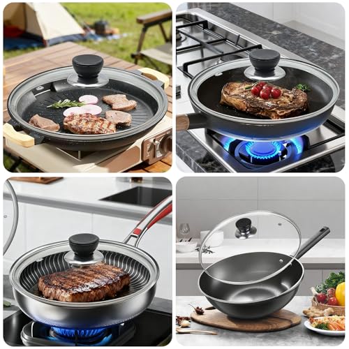 8-Inch Tempered Glass Pan Lid with Heat-Resistant Handle