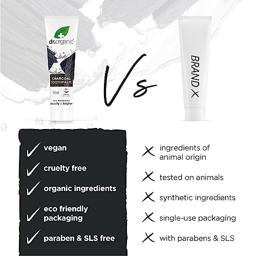 Dr. Organic Whitening Charcoal Toothpaste 100ml - Silica & Mint