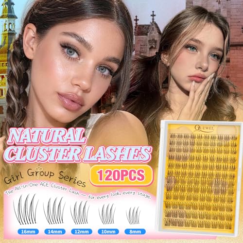 QUEWEL Aurora Lash Clusters 120pcs Natural C Curl False Eyelashes - 1-Lash-Aurora