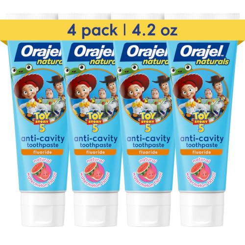Orajel Naturals Toy Story 5 Anti-Cavity Toothpaste - Natural Watermelon Flavor, 4.2 oz (Pack of 4)