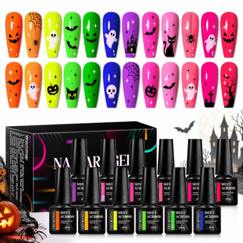Meet Across 12-Color Neon Gel Nail Polish Set UV LED Soak Off Manicure