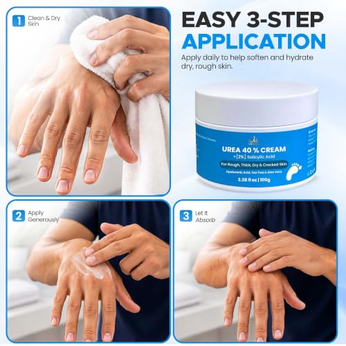 Miratiful 40% Urea Cream with Salicylic Acid for Dry & Rough Skin, Hydrating Foot & Skin Care