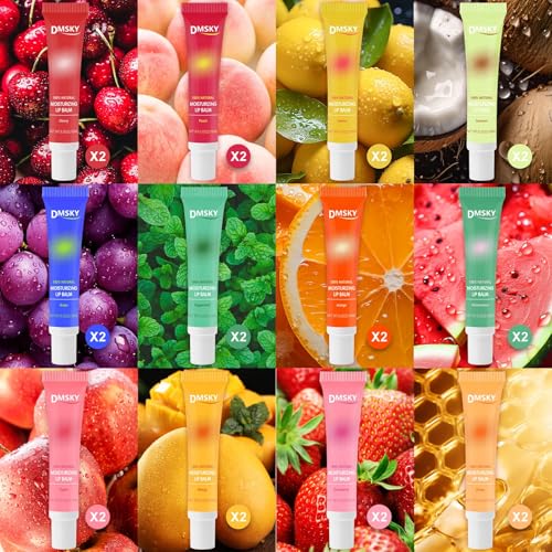 Dmsky 24 Pack Flavored Lip Gloss Set - Clear, Hydrating, Non-Sticky Lip Oil