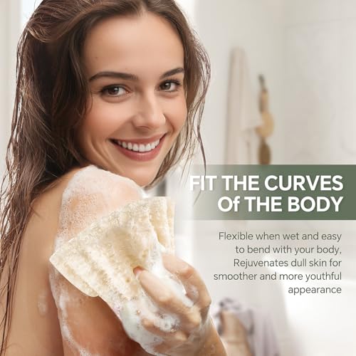 Natural Egyptian Loofah Sponge 3-Pack - Exfoliating Shower Scrubber