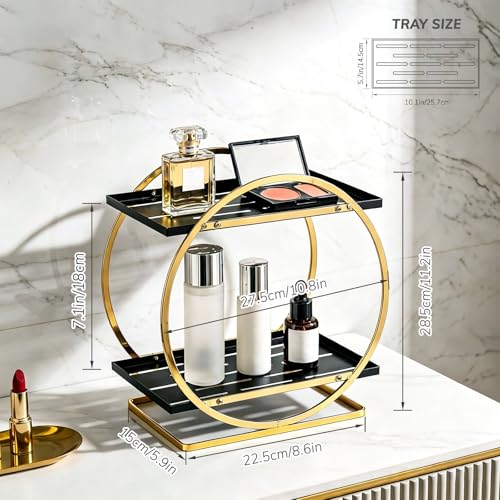 Black Gold 2 Tier Bathroom Organizer - Perfume & Makeup Storage