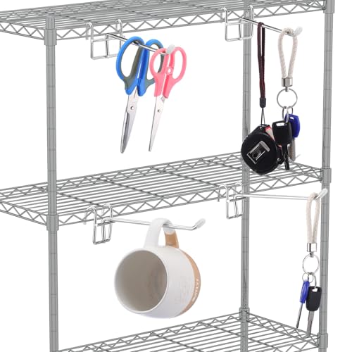 Heavy Duty Metal Wire Shelf Hooks - 4 Pack with Rubber Covers