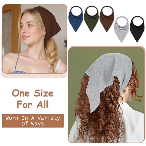 Gjinxi 5-Pack Triangle Bandana Elastic Headbands Solid Color