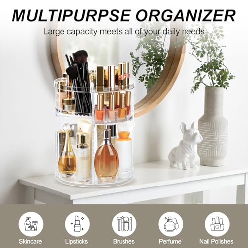AMEITECH 360° Rotating Makeup Organizer with 8 Layers & Brush Holder