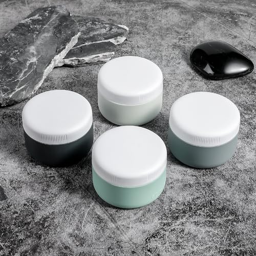 Kuangre 3oz Grey Silicone Travel Containers - Leakproof, BPA-Free, Portable Cosmetic Jars (4 Pack)
