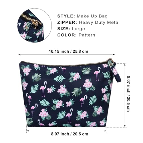 Flamingo Zippered Makeup Bag - Travel Cosmetic Pouch for Women