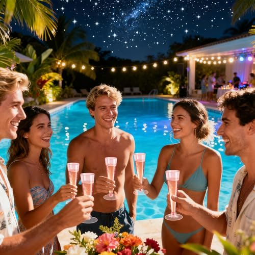 40 Pack Pink Plastic Champagne Flutes - 4.5oz Disposable Wine Glasses for Parties