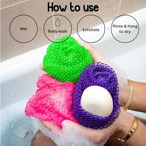 AFRIKI African Net Sponge - 2 Pack Extra Long Exfoliating Body Scrubber