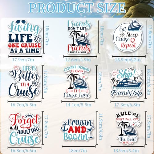 Cruise Door Magnets - 9PCS Funny Nautical Stickers for Cabin Decor