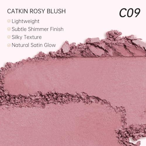 Catkin Cheek Powder Blush Baked Pink 10g - Long Lasting Natural Finish, C09 Midnight Variant