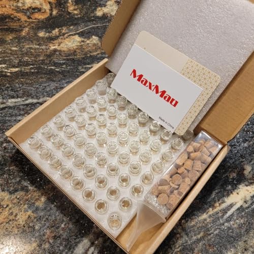 64 Mini Glass Bottles with Cork Stoppers & Eye Screws - 1ml