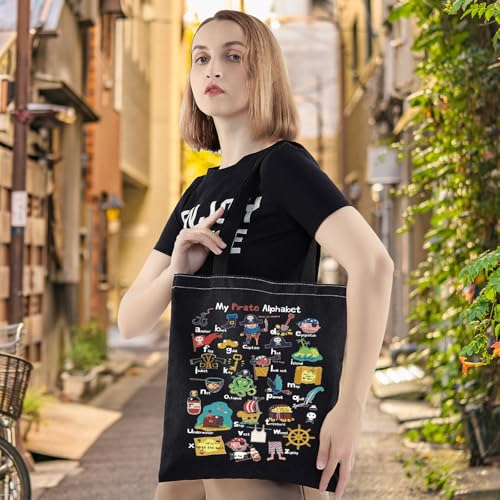 My Pirate A-Z Alphabet Tote Bag - LEVLO Pirate Quote Gift