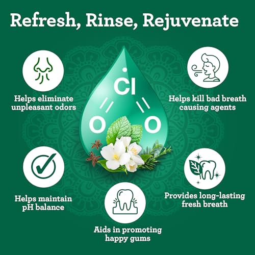GuruNanda Breath Harmonizer Mouthwash - Alcohol & Fluoride Free, Wild Mint, 20 Fl Oz