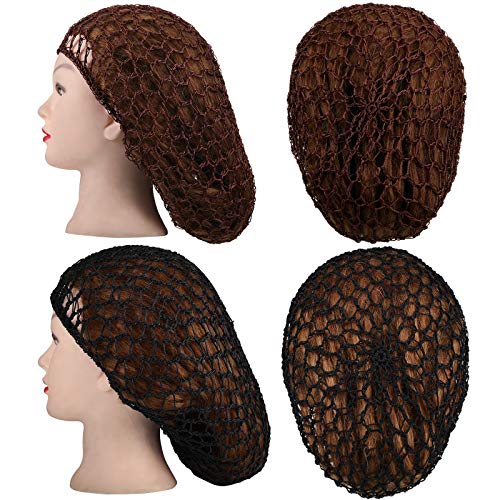 Giugu 3 Pcs Mesh Crochet Hair Nets for Women, Wine Red & Brown