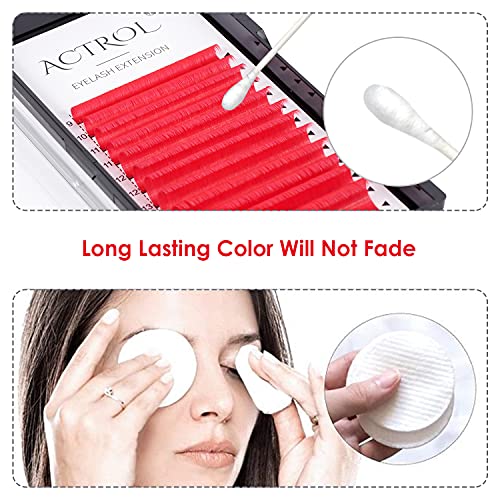ACTROL Red Easy Fan Lash Extensions 0.07mm D Curl 9-16mm Mixed Length Tray