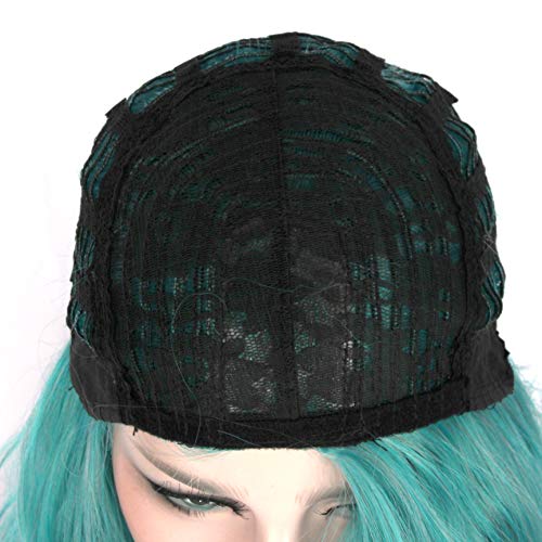 CliCling Short Wavy Bob Wig for Women - Middle Part, Curly, Shoulder Length, Colorful Synthetic Heat-Resistant Hair (Dark Turquoise)