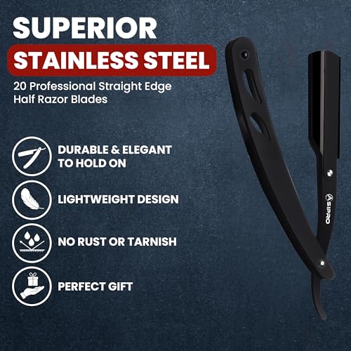 Premium Straight Razor Kit for Men with 20 Blades & Case