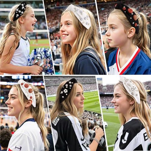 Hapdoo Black Rhinestone Basketball Headband - Sporty Glam Hair Accessory for Fans