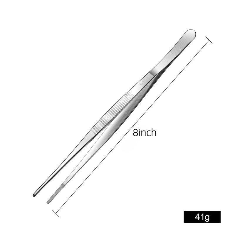 Aniso long tweezers with precision serrated kitchen tweezers tongs for barbecue and hand-made stainless steel cooking tweezers（8 inches）