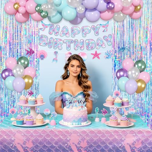Amandir Mermaid Birthday Party Decorations Set - 67 Pcs