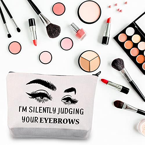 Funny Makeup Artist Gift - Judging Your Eyebrows Canvas Makeup Bag