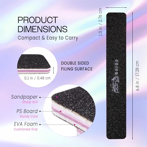 PANA Jumbo Double-Sided Emery Nail File - 10pcs, Grit 60/60